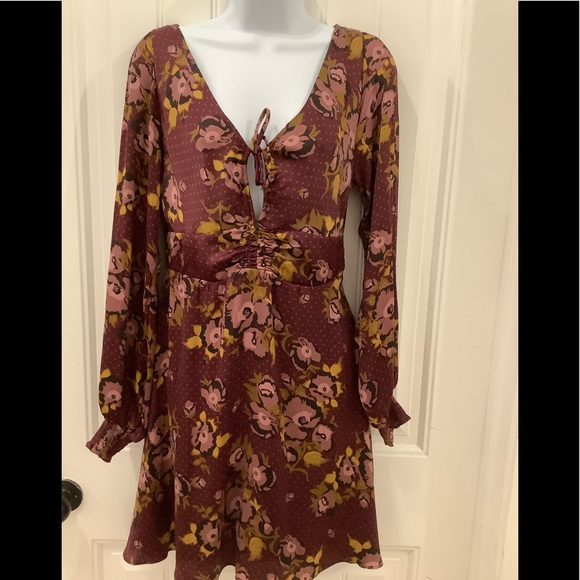 NWT FREE PEOPLE PURPLE COM LONG SLEEVE MINI DRESS❤️❤️❤️❤️ - Picture 9 of 16